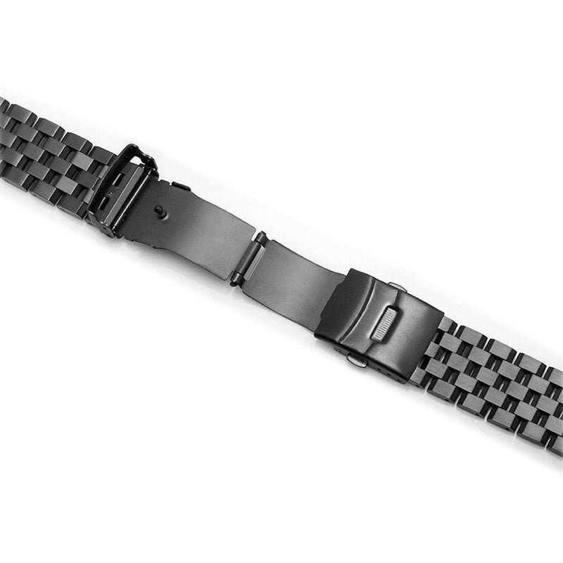 Kai Tian 22mm Solid Stainless Steel Watch Band with Double Buckles Push Button Deployment Clasp 5 Rows Metal Watch Strap for Men Women Black - Image 4